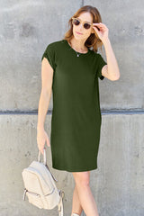 Basic Bae Full Size Round Neck Short Sleeve Dress with Pockets - Flyclothing LLC