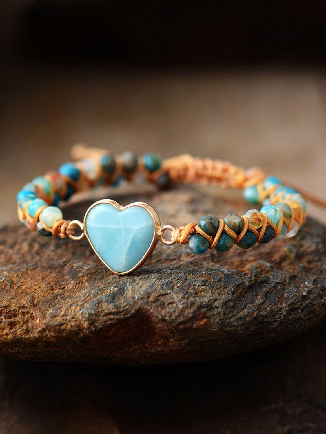 Heart Shape Beaded Bracelet - Trendsi