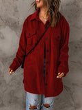 Drop Shoulder Button Down Collared Coat - Flyclothing LLC