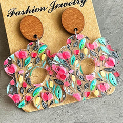 Flower Shape Acrylic Dangle Earrings - Flyclothing LLC