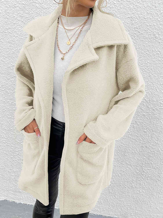 Dropped Shoulder Coat with Pockets - Flyclothing LLC