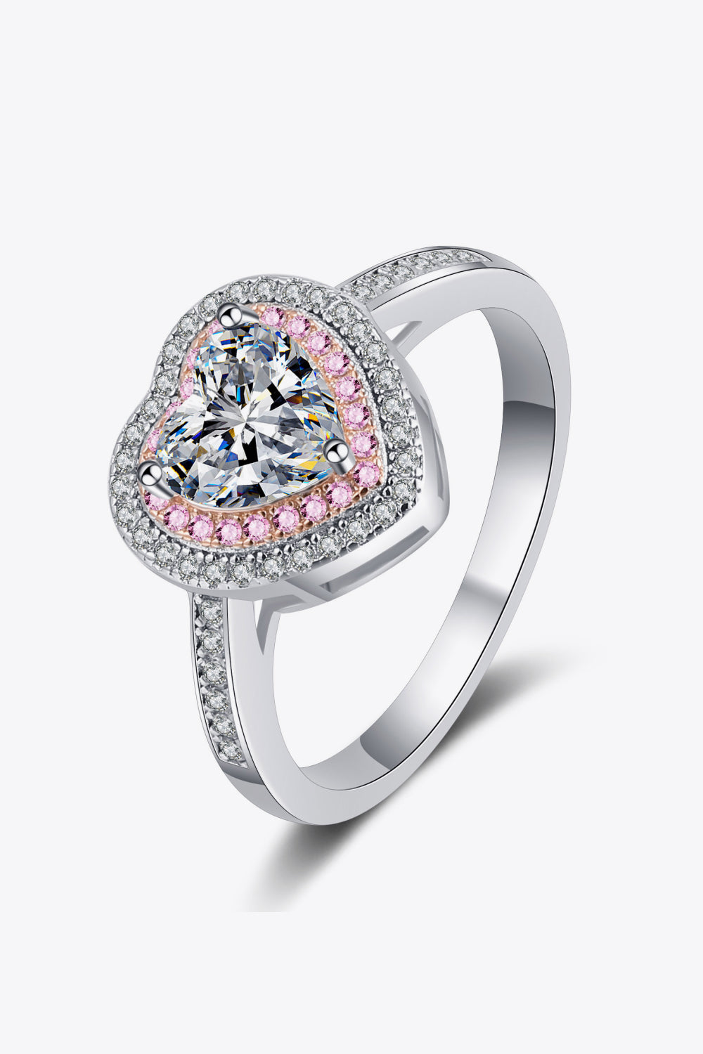 1 Carat Moissanite Heart 925 Sterling Silver Ring - Flyclothing LLC