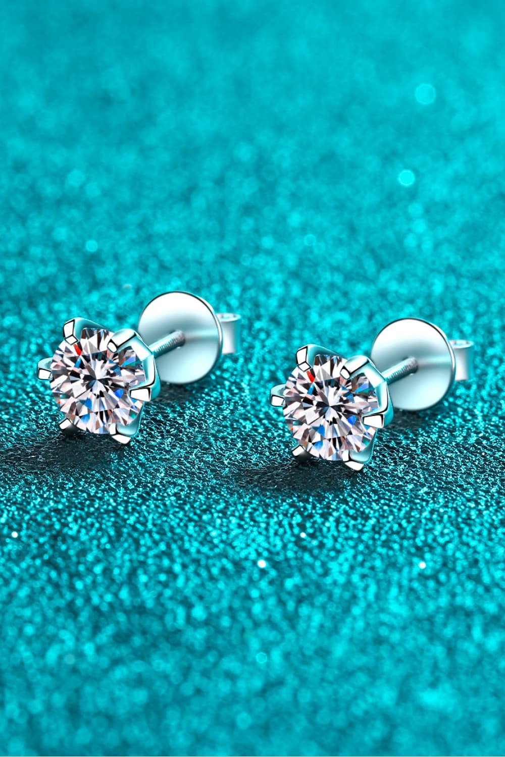 1 Carat Moissanite Rhodium-Plated Stud Earrings - Flyclothing LLC