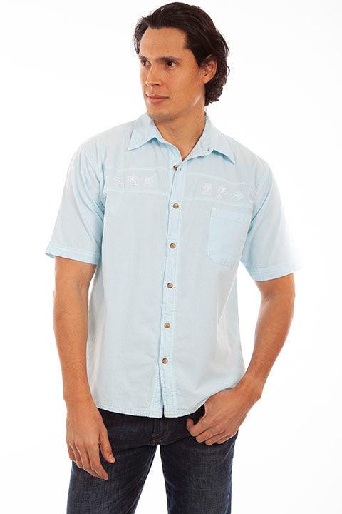 Scully AQUA SKY LONGBOAT KEY EMBROIDERED SHIRT - Flyclothing LLC