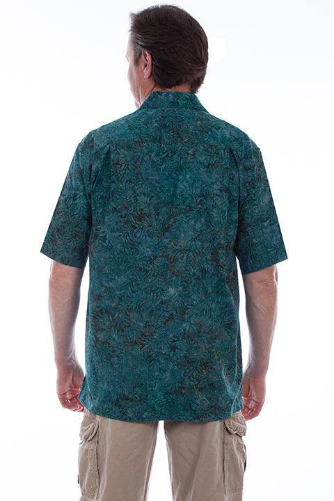 Scully DEEP SEA MEN'S S/S TEAL LEAF BATIK SHIRT - Flyclothing LLC