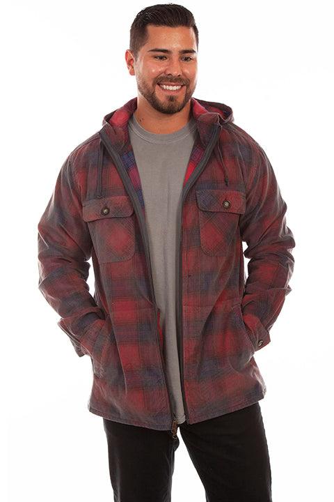 Scully RED-NAVY MEN'S Y/D PLAID HOODIE - Flyclothing LLC