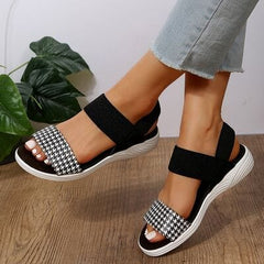 PU Leather Open Toe Low Heel Sandals - Trendsi