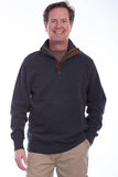 Scully CHARCOAL PULLOVER QUARTER ZIP/BUTTON SWEATER - Flyclothing LLC