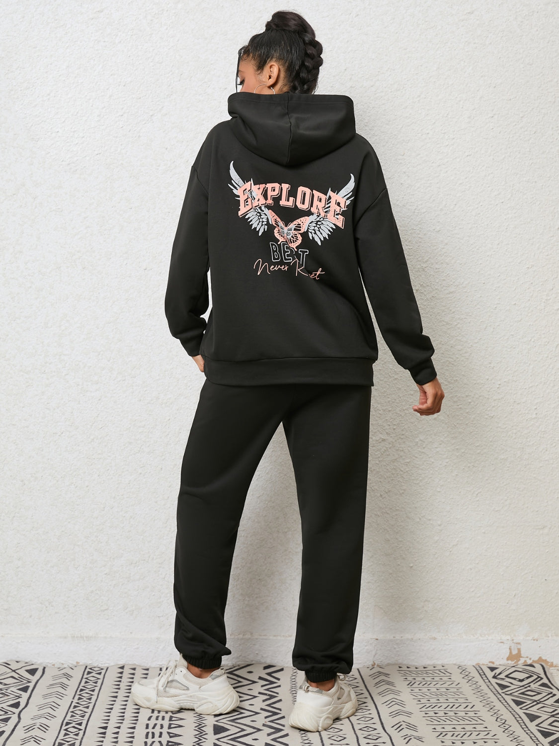 Graphic Hoodie and Sweatpants Set - Trendsi