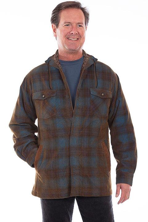 Scully BLUE-BROWN Y/D SHERPA LINED CORDUROY HOODY - Flyclothing LLC