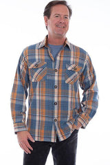 Scully BLUE ELBOW PATCH FLANNEL SHIRT - Flyclothing LLC