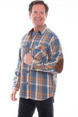 Scully BLUE ELBOW PATCH FLANNEL SHIRT - Flyclothing LLC