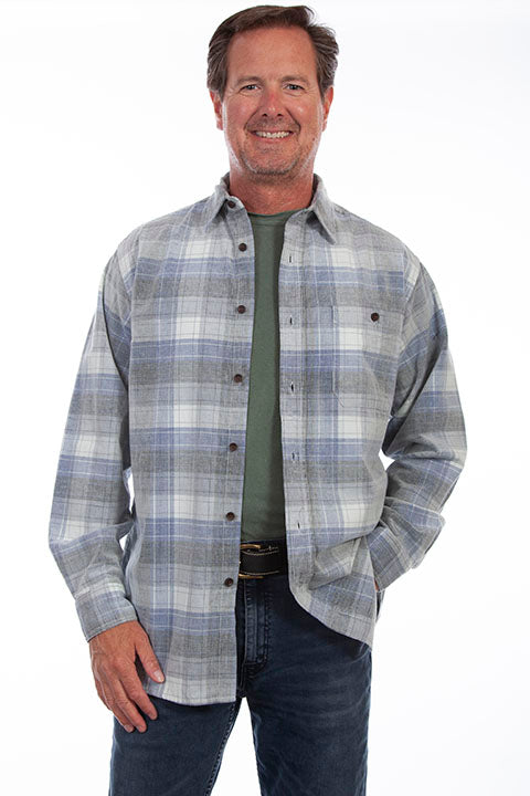 Scully Leather Blue Gray Corduroud Plaid Shirt - Flyclothing LLC