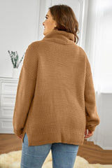 Horizontal Ribbing Turtleneck Sweater - Flyclothing LLC