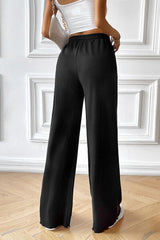 Drawstring Wide Leg Pants with Pocketed - Flyclothing LLC