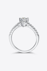 1 Carat Moissanite 925 Sterling Silver Side Stone Ring - Flyclothing LLC