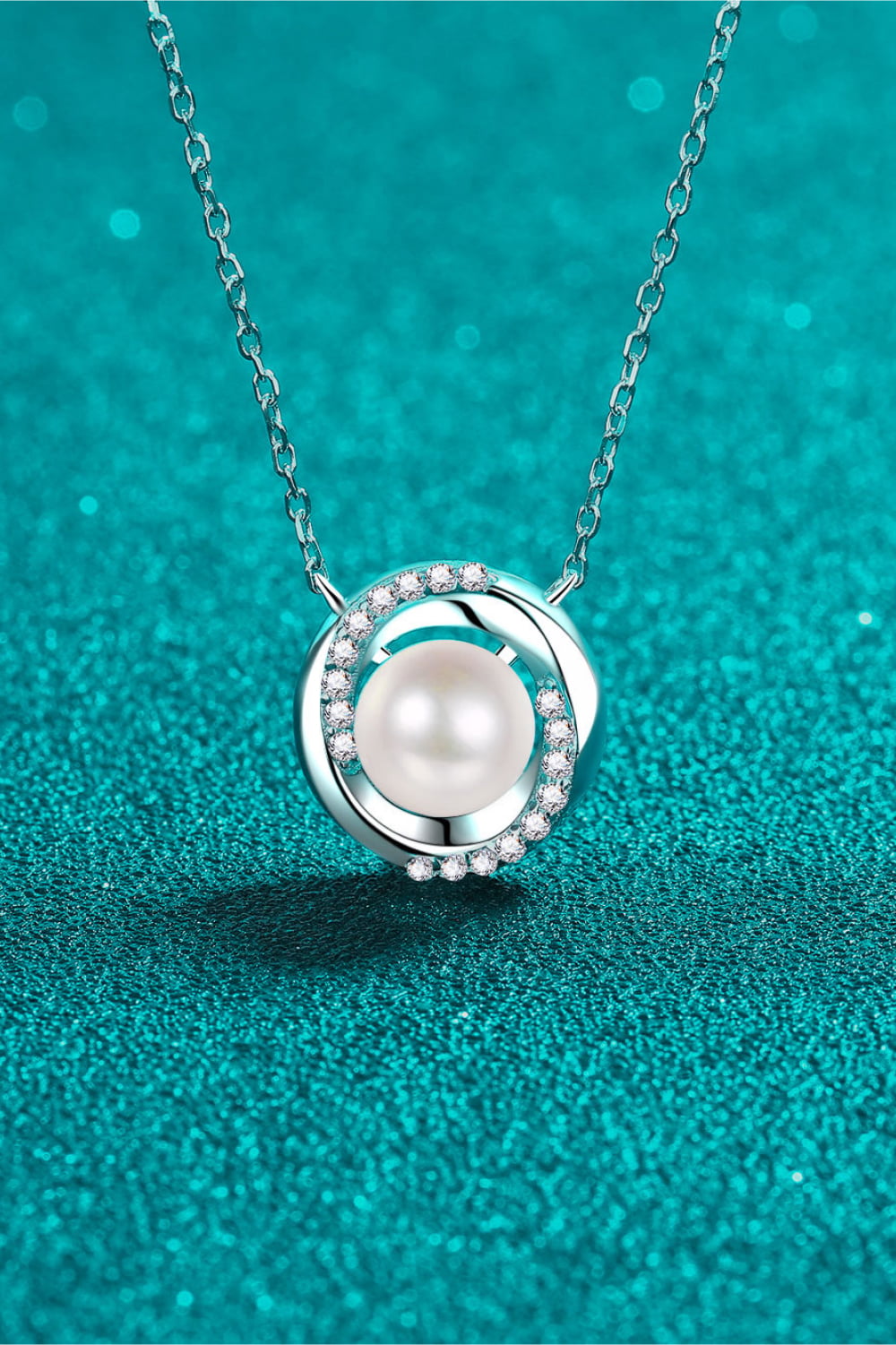 Moissanite Pearl Rhodium-Plated Necklace - Flyclothing LLC