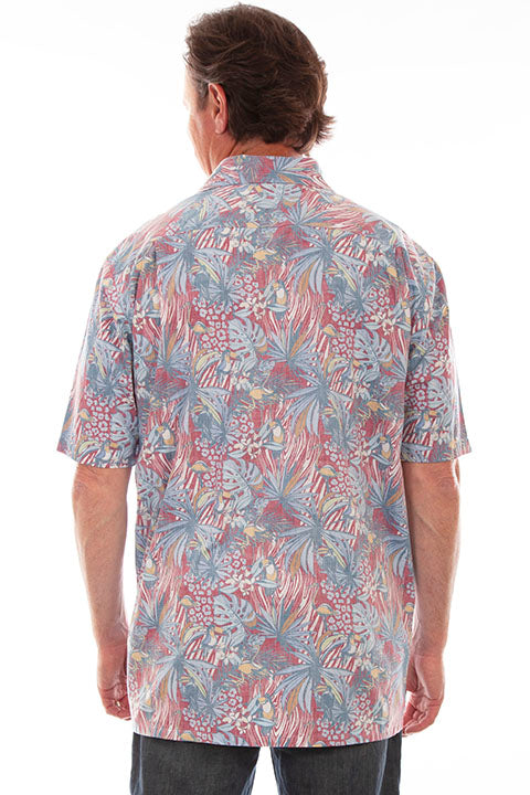 Scully Leather Farthest Point Red S/S Birds Of Paradise Shirt