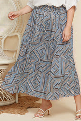 Plus Size Geometric Pleated Skirt - Flyclothing LLC