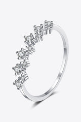 Moissanite Rhodium-Plated Half-Eternity Ring - Flyclothing LLC