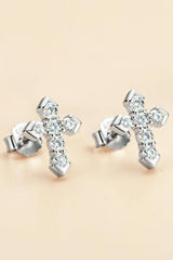 Moissanite Cross Stud Earrings - Flyclothing LLC