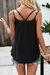 Eyelet V-Neck Double Strap Cami - Flyclothing LLC