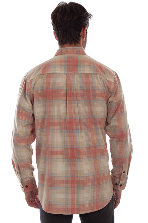 Scully Leather Farthest Point Red-Tan Corduroy Plaid Shirt