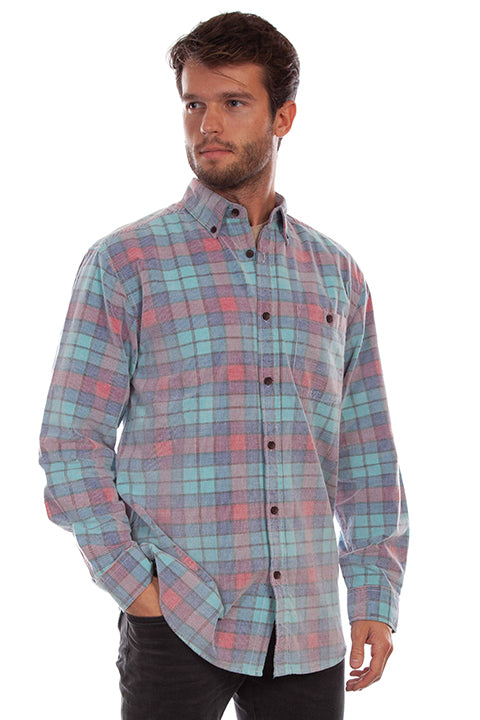 Scully Leather Farthest Point Blue Corduroy Plaid Shirt