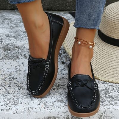 Weave Wedge Heeled Loafers - Flyclothing LLC