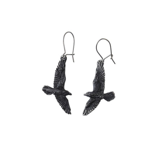 Alchemy Gothic Black Raven Earrings - Flyclothing LLC