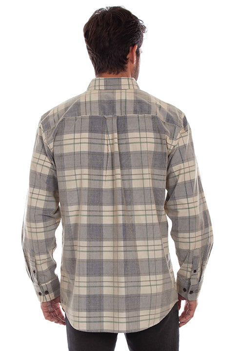 Scully Leather Farthest Point Blue-Tan Corduroy Plaid Shirt