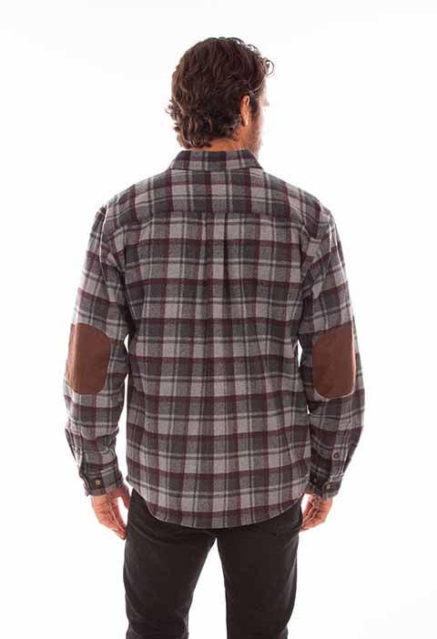 Scully Leather 80% Wool 20% Viscose Charcoal-Burgundy Wool Blend Flannel Heavy Weight Shirt - Flyclothing LLC