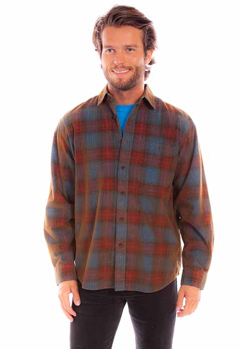 Scully Leather Farthest Point Red-Blue Y/D Corduroy Plaid Shirt