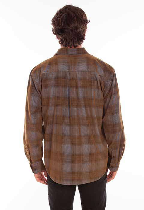 Scully Leather Farthest Point Blue-Brown Y/D Corduroy Plaid Shirt