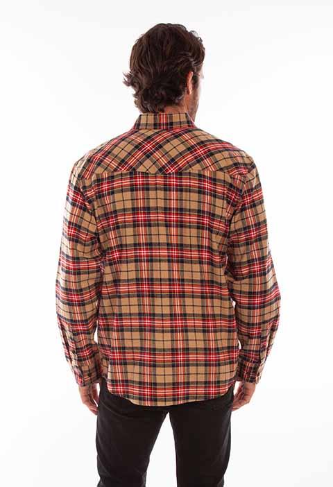 Scully Leather 100% Cotton Tan Plaid Cotton Flannel Shirt - Flyclothing LLC