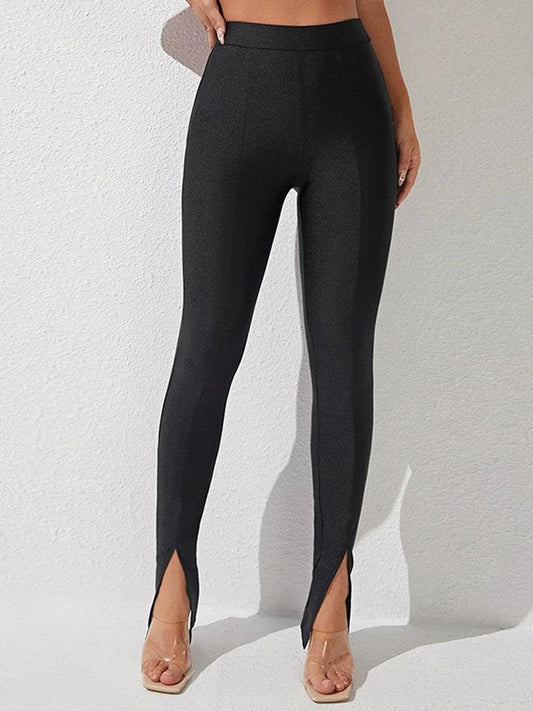 High Waist Slit Skinny Pants - Flyclothing LLC