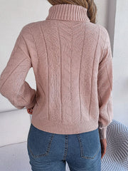 Cable-Knit Turtleneck Sweater - Flyclothing LLC