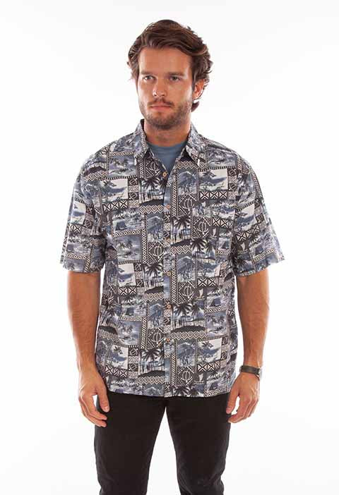 Scully Leather Farthest Point Midnight Sky Hawaiian Shirt