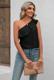 Eyelet One-Shoulder Tank - Trendsi