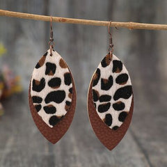 Leaf Shape Leather Dangle Earrings - Flyclothing LLC