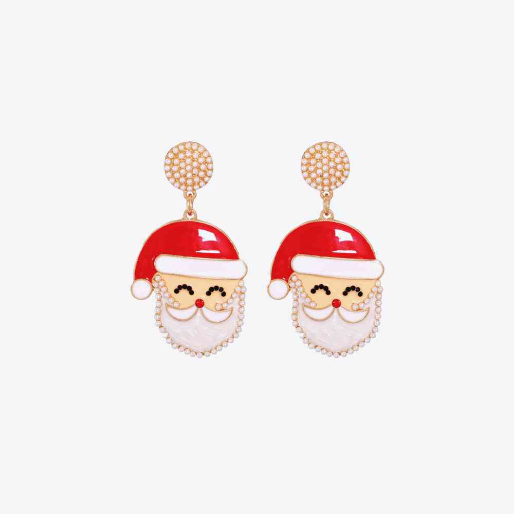 Rhinestone Alloy Santa Earrings - Flyclothing LLC