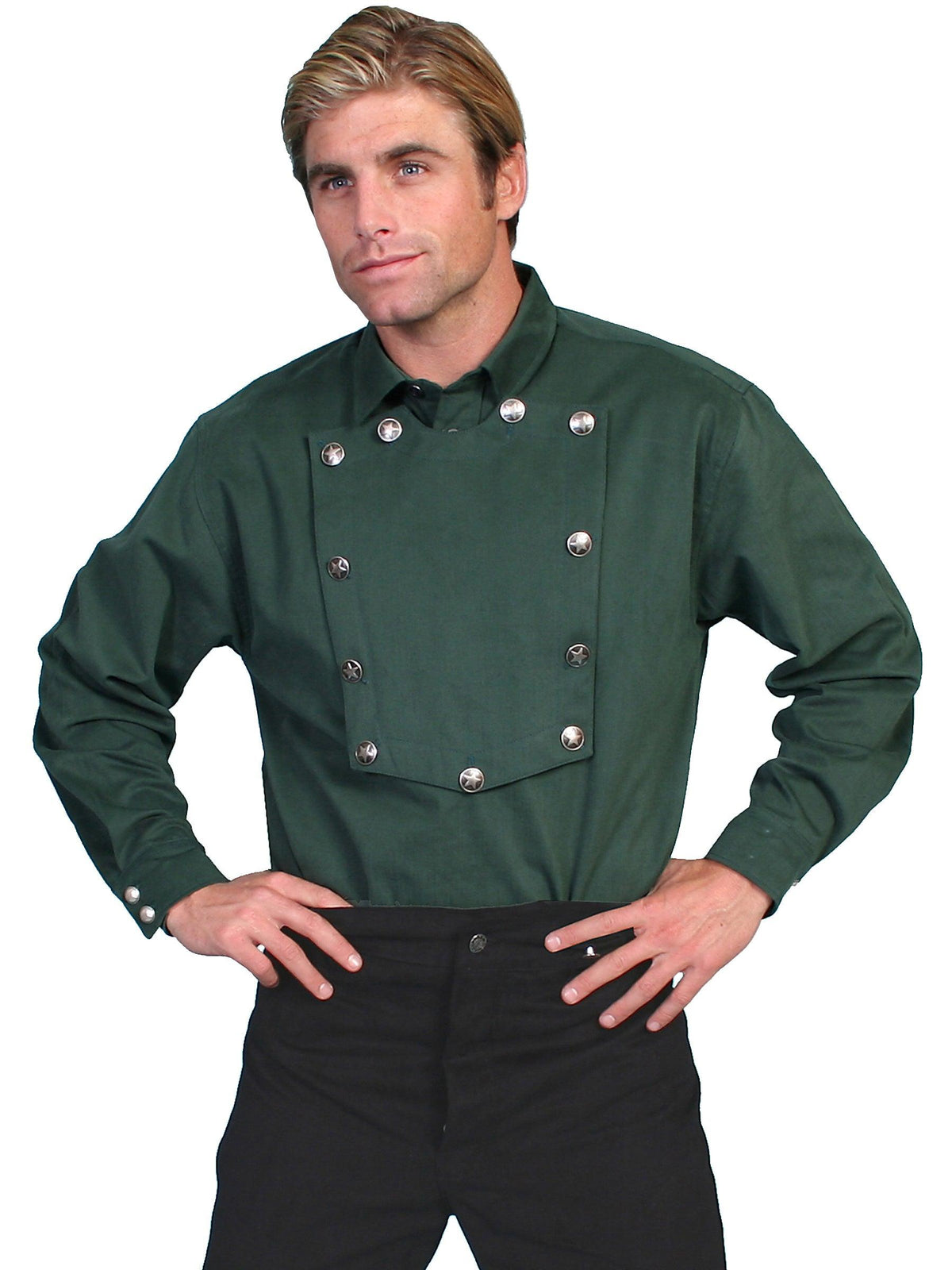 Scully HUNTER GREEN BRUSHED TWILL BIB SHIRT - Flyclothing LLC