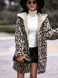 Leopard Hooded Coat with Pockets - Trendsi