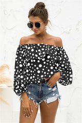 Polka Dot Off-Shoulder Layered Blouse - Flyclothing LLC