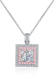 1 Carat Moissanite Square Pendant Chain Necklace - Flyclothing LLC