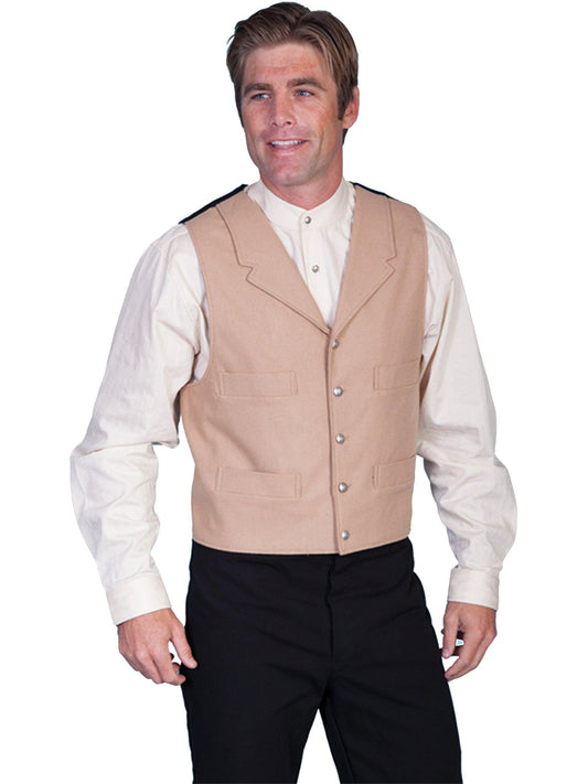 Scully Leather Tan Wool Blend 4 Pocket Mens Vest - Flyclothing LLC