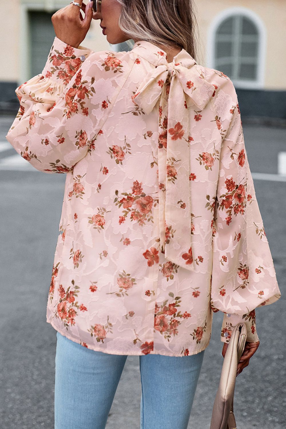 Floral Print Mock Neck Lantern Sleeve Blouse – Flyclothing LLC