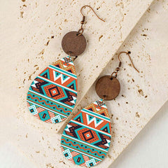 Geometric Wooden Teardrop Earrings - Flyclothing LLC