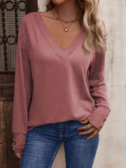 V-Neck Long Sleeve Top - Flyclothing LLC