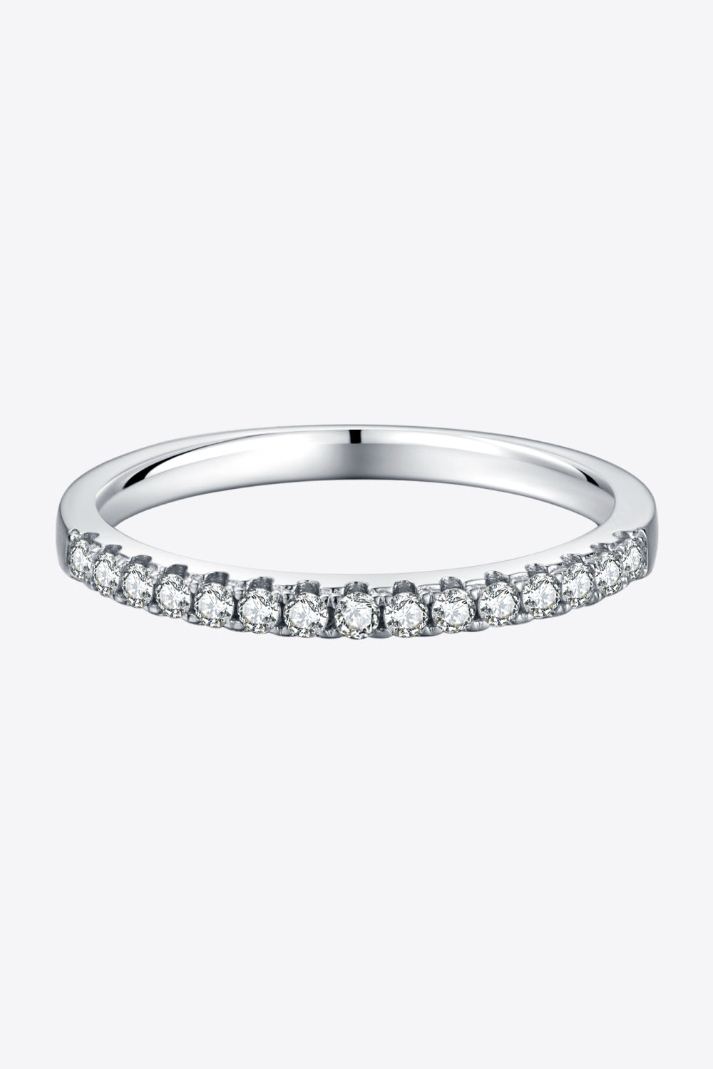 Moissanite Platinum-Plated Half-Eternity Ring - Flyclothing LLC